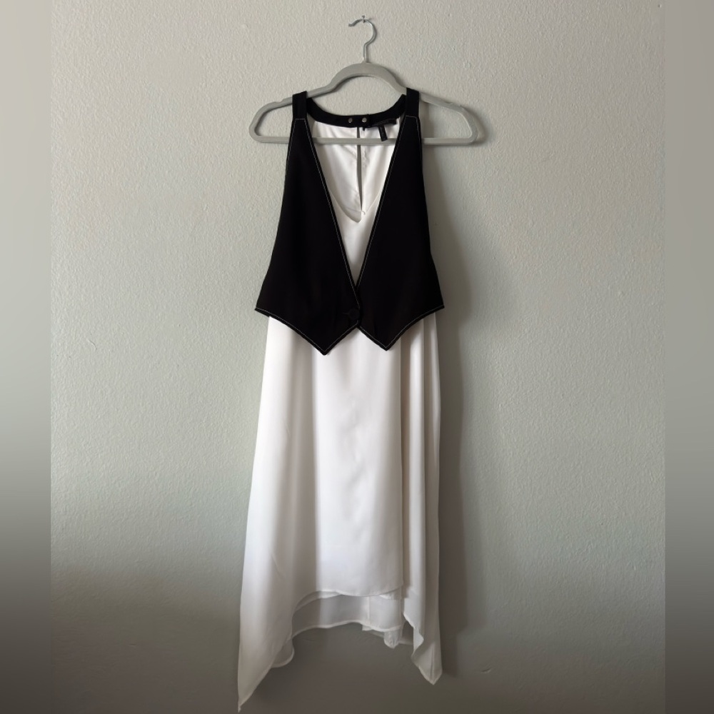 BCBGMaxAzria Black and White High Low Dress